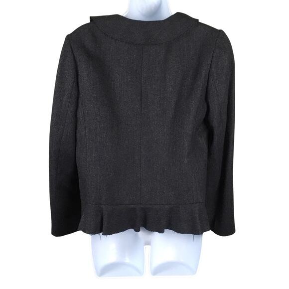 J. Crew Blazer Jacket Dark Grey Ruffle Front 100% Wool Long Sleeve Women's 8 - Picture 2 of 11